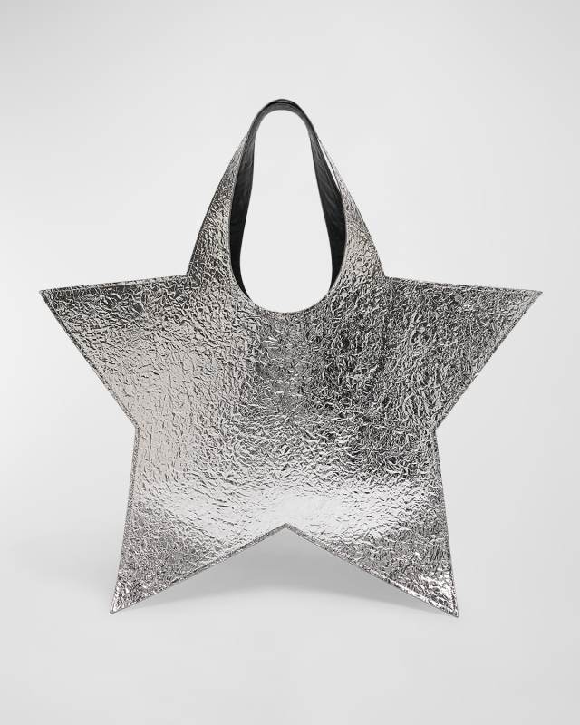 Star Foil Leather Tote Bag